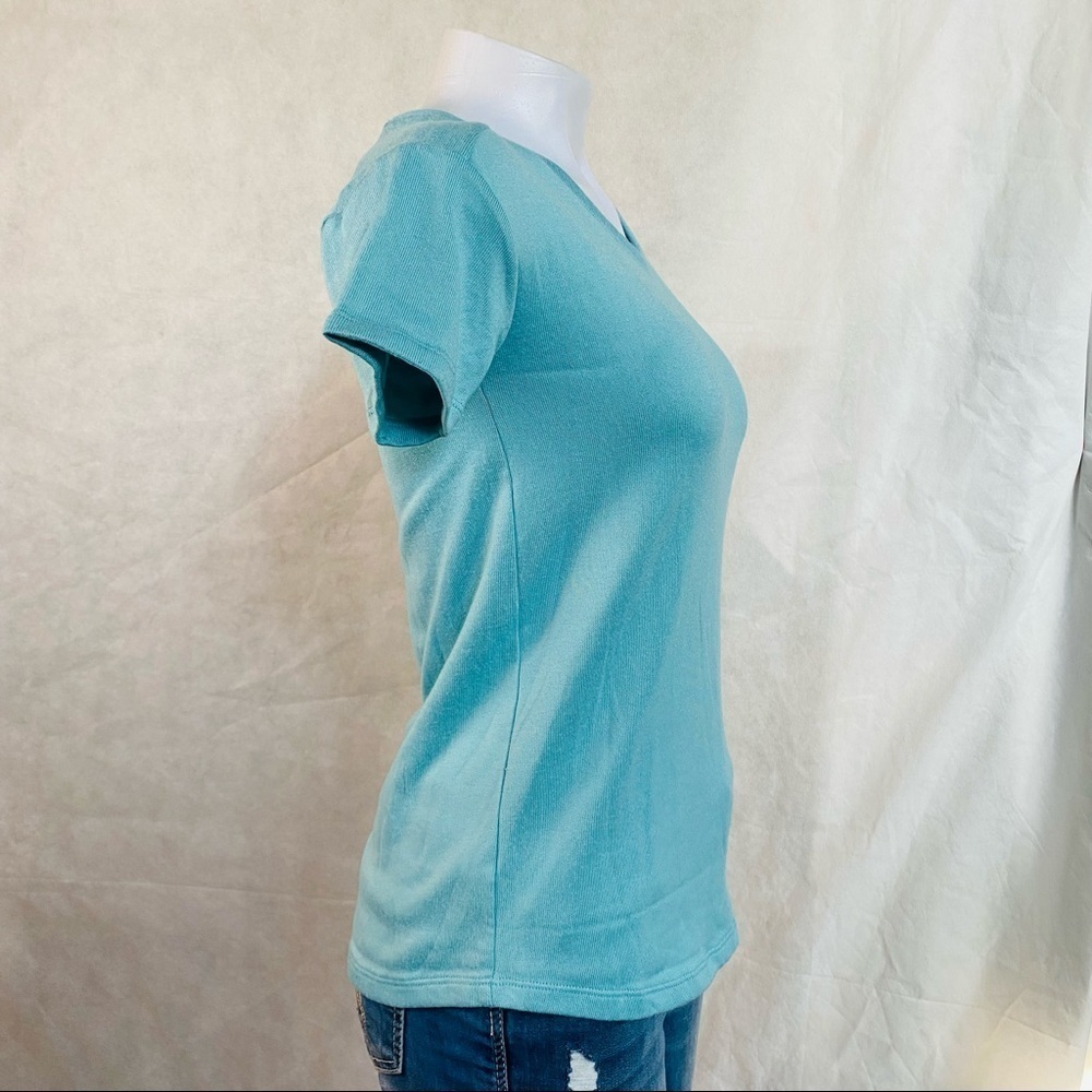 Sonoma V Neck Light Teal Tee - Picture 6 of 9